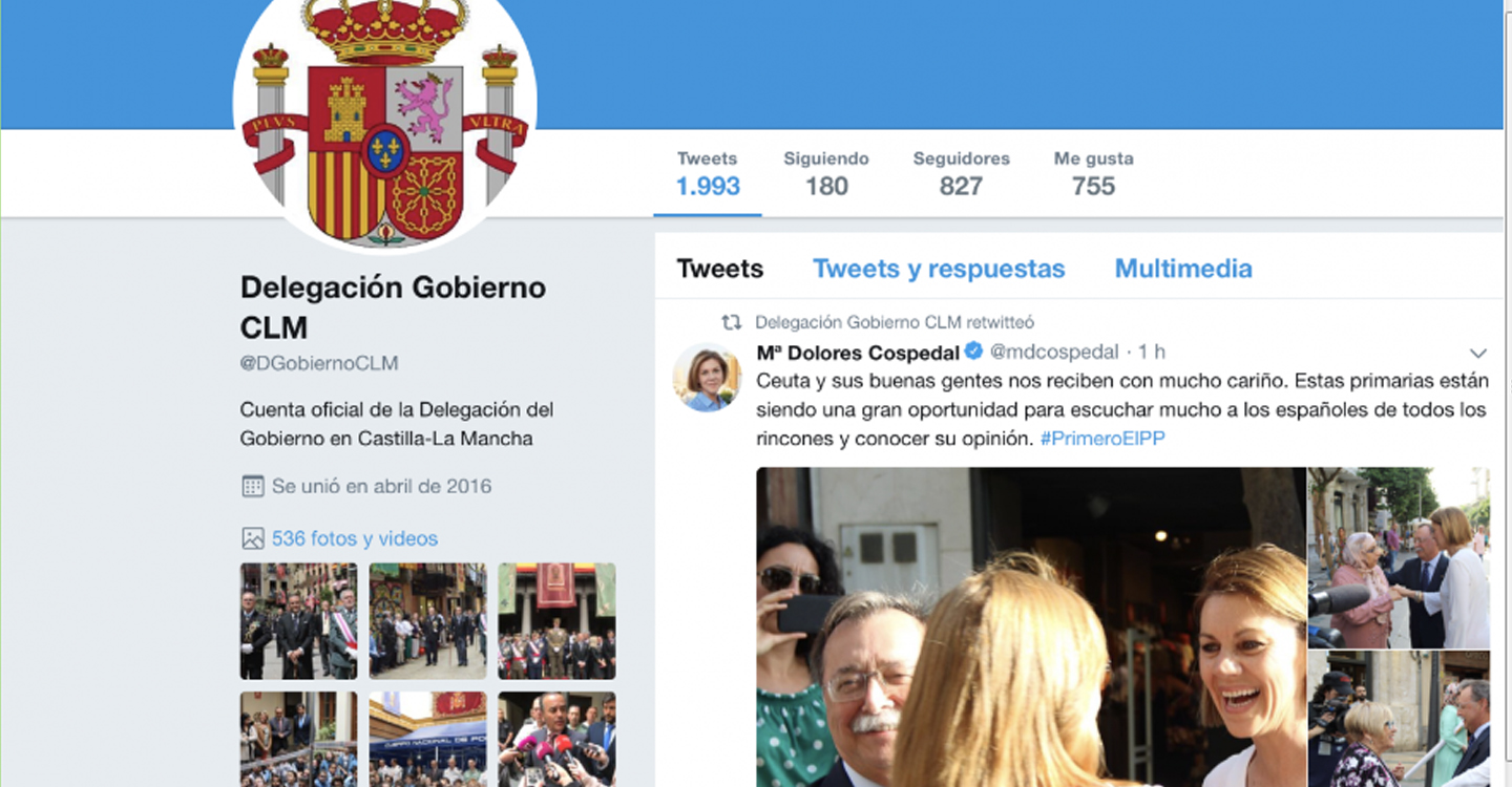 El PSOE exige explicaciones inmediatas sobre la utilización de la cuenta de twitter de la delegación del Gobierno de C-LM para apoyar la candidatura de Cospedal