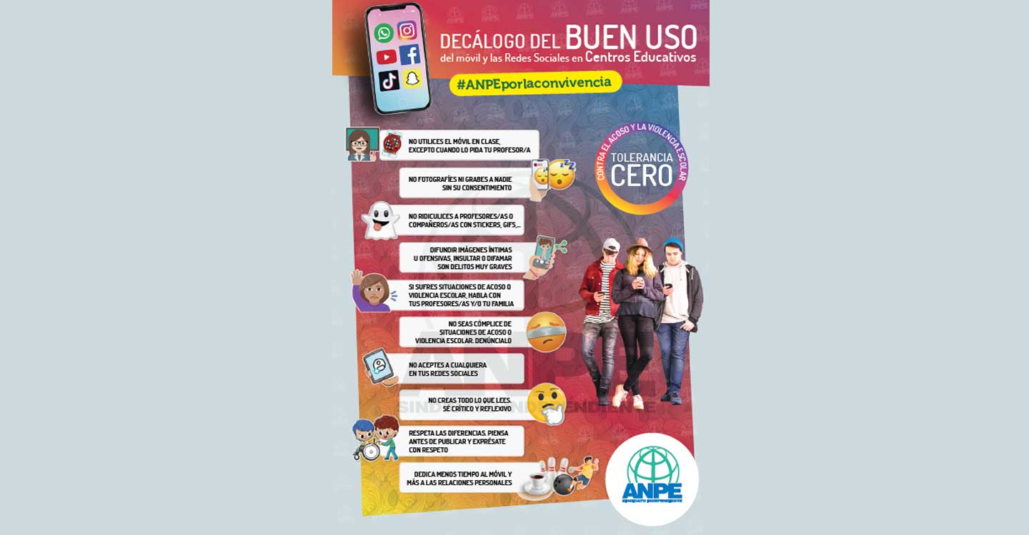 ANPE lanza una campaña sobre el buen uso del móvil y las redes sociales en los centros educativos