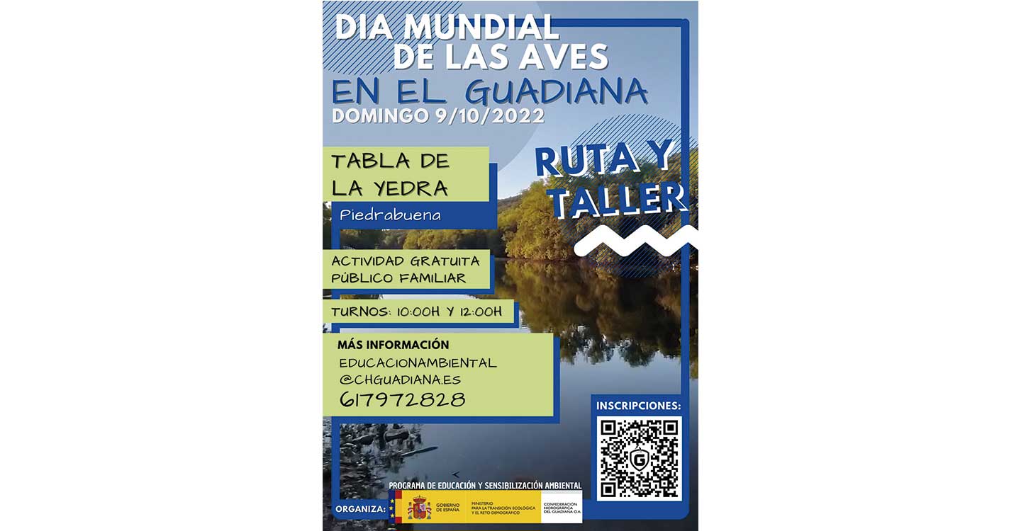 La Confederación Hidrográfica del Guadiana organiza un paseo y juegos sobre las aves del Guadiana para celebrar el “Día Mundial de las Aves Migratorias 2022”