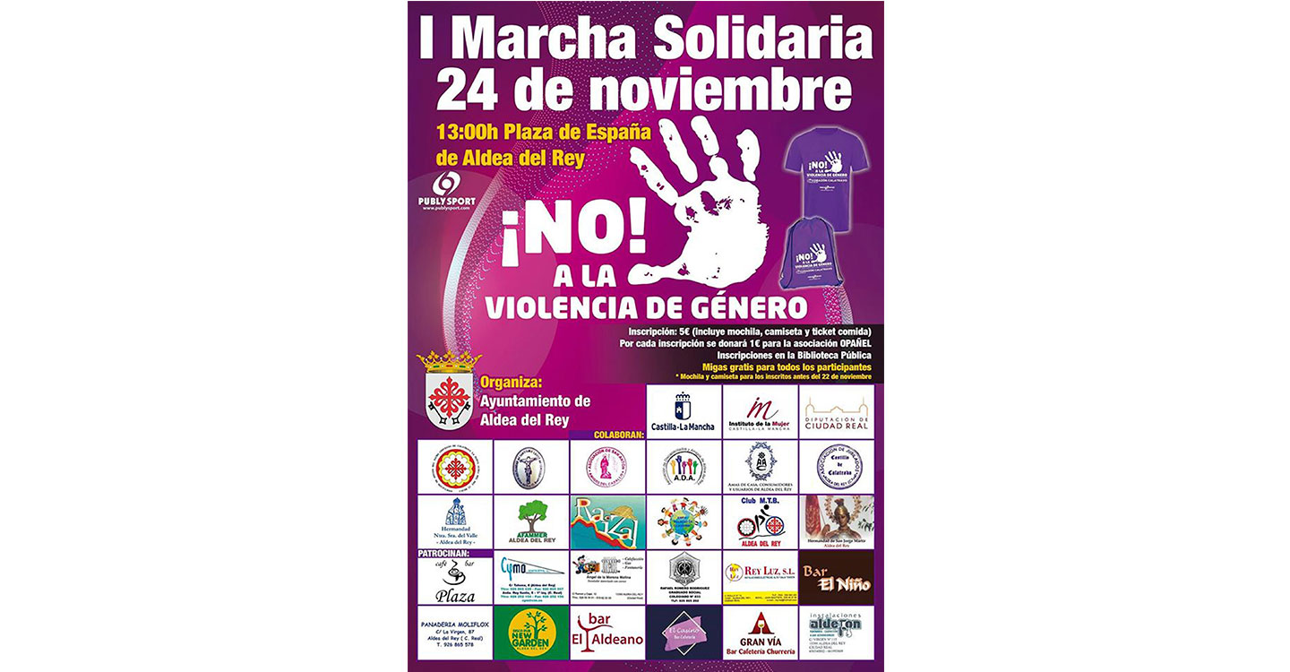 Aldea del Rey celebra el domingo la I Marcha Solidaria contra la Violencia de Género