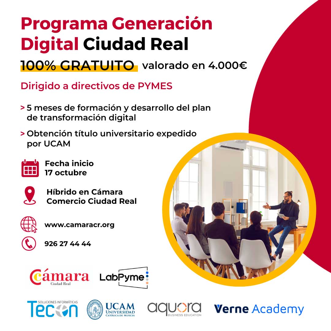 Abierto el plazo para que directivos de Pymes de la provincia se inscriban en el programa formativo gratuito ‘Generación Digital Pymes’