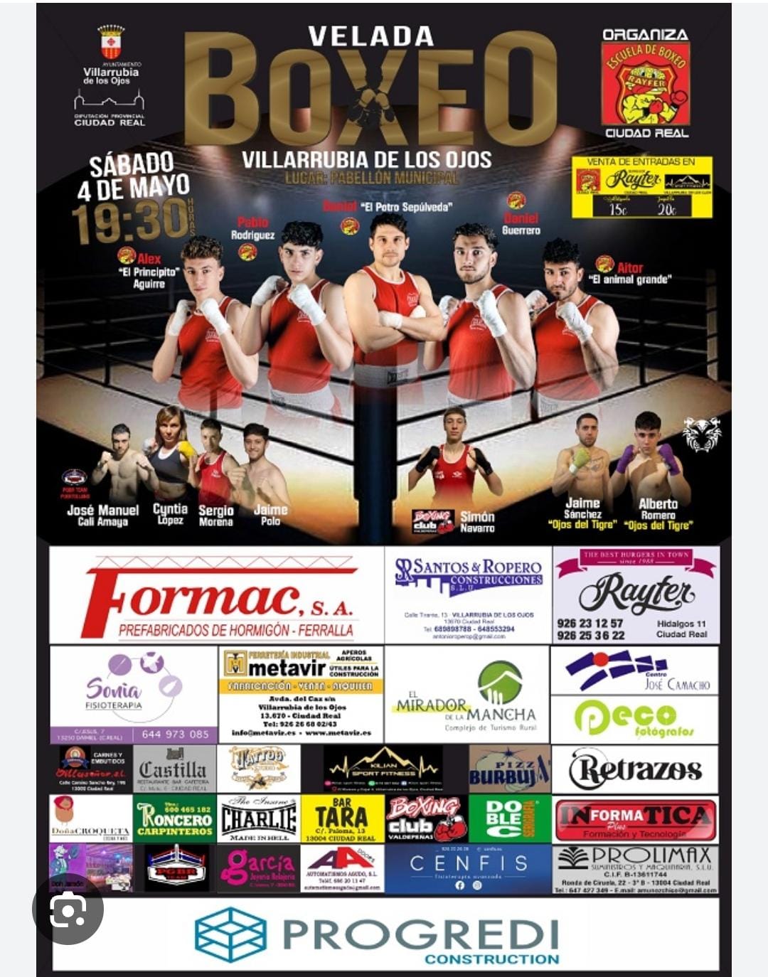 Los mejores boxeadores de la provincia de Ciudad Real se enfrentarán este próximo sábado, 4 de mayo, en la primera Velada de Boxeo en Villarrubia de los Ojos