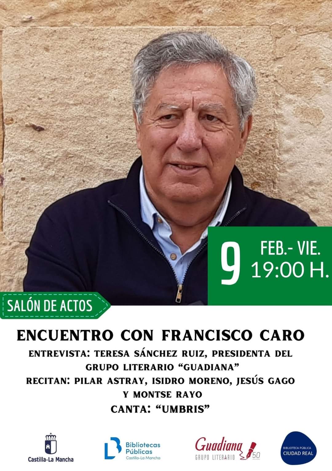 El Grupo Literario Guadiana organiza en Ciudad Real un Encuentro de Autor con el poeta Francisco Caro Sierra