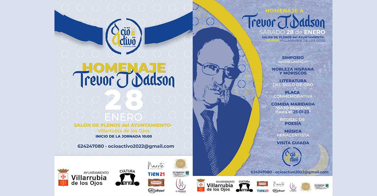 El 28 de enero 2023 se celebrará en Villarrubia de los Ojos una jornada de homenaje a titulo póstumo al hispanista Trevor J. Dadson