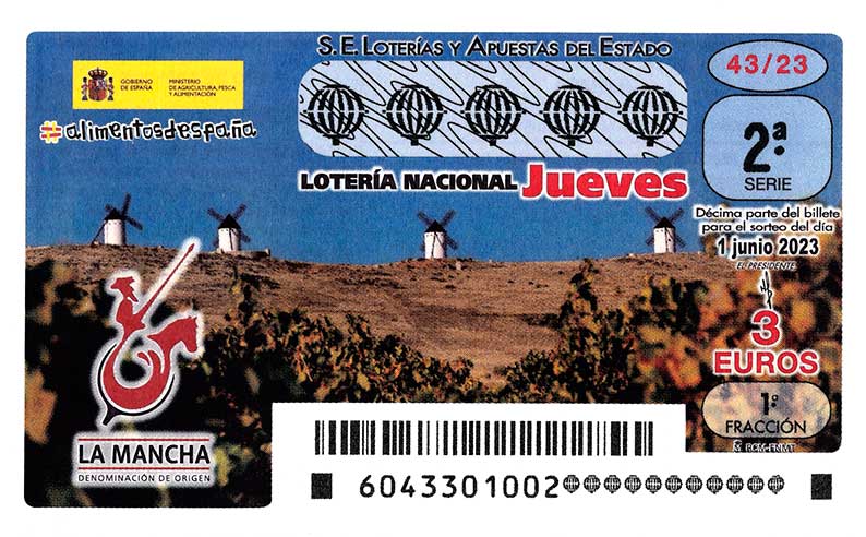 Los vinos DO La Mancha protagonizan el décimo de Lotería Nacional del 1 de junio