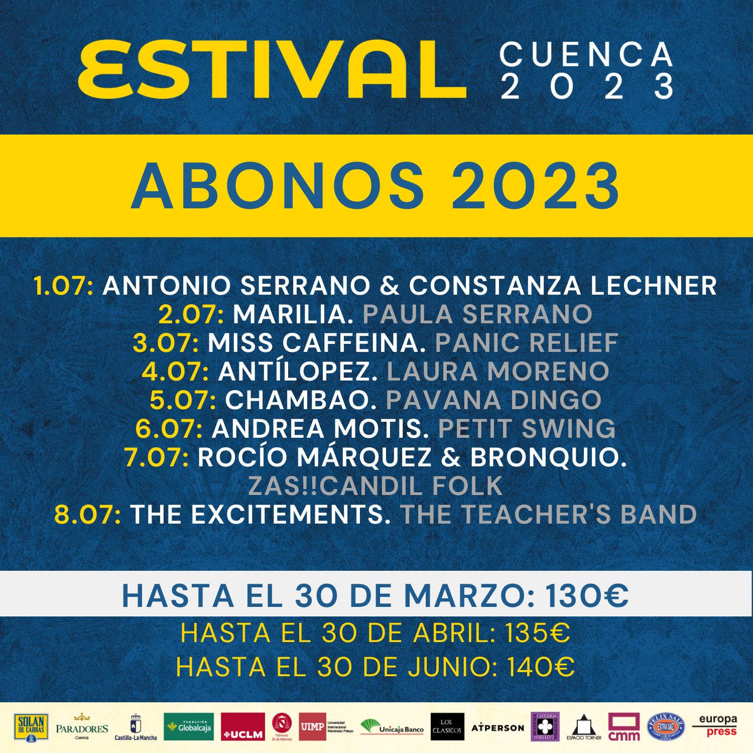 ¡¡¡¡Abonos a la venta para Estival Cuenca 2023!!!!  