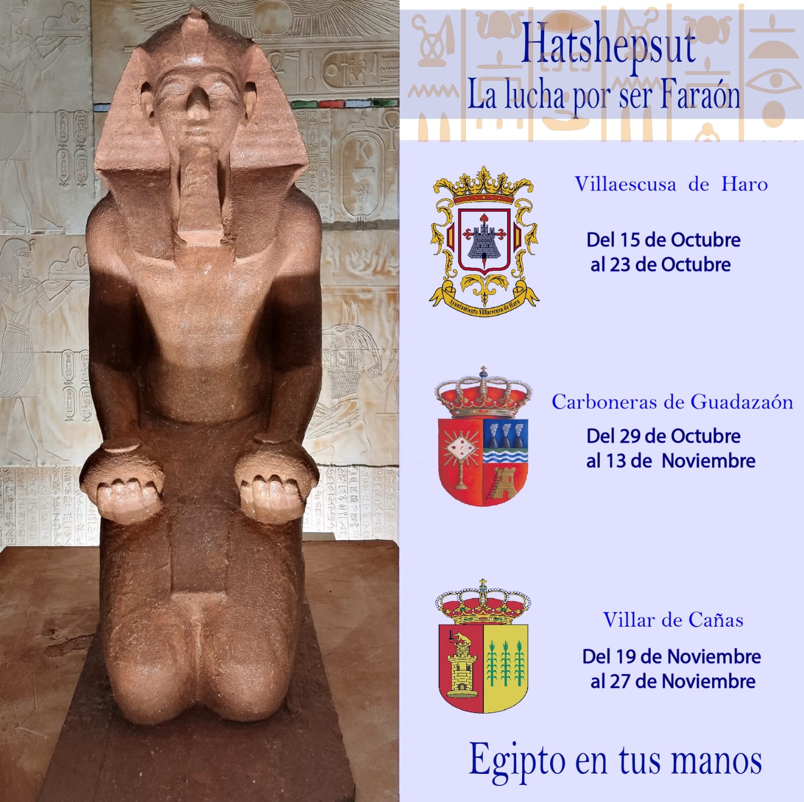 La exposición "Egipto en tus manos", de la empresa valenciana Maatk Inclusión, pilotada por Rafael Gálvez, podrá visitarse en exclusiva en Villaescusa de Haro, Carboneras de Guadazaón y Villar de Cañas este otoño