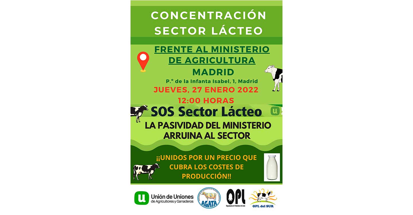 El sector lácteo se manifestará ante el Ministerio de Agricultura por su complicidad ante la ruina del sector
