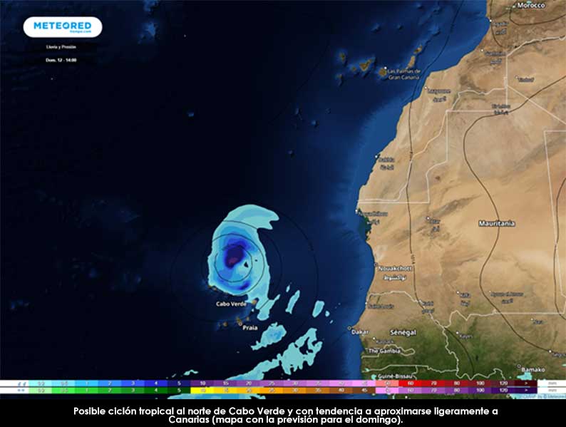 Posible ciclón tropical al sur de Canarias