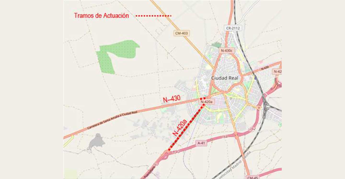 Mitma adjudica las obras para la rehabilitación superficial del firme en las carreteras N-420A y N-430, en los tramos Acceso Sur y Ronda del Parque de Ciudad Real