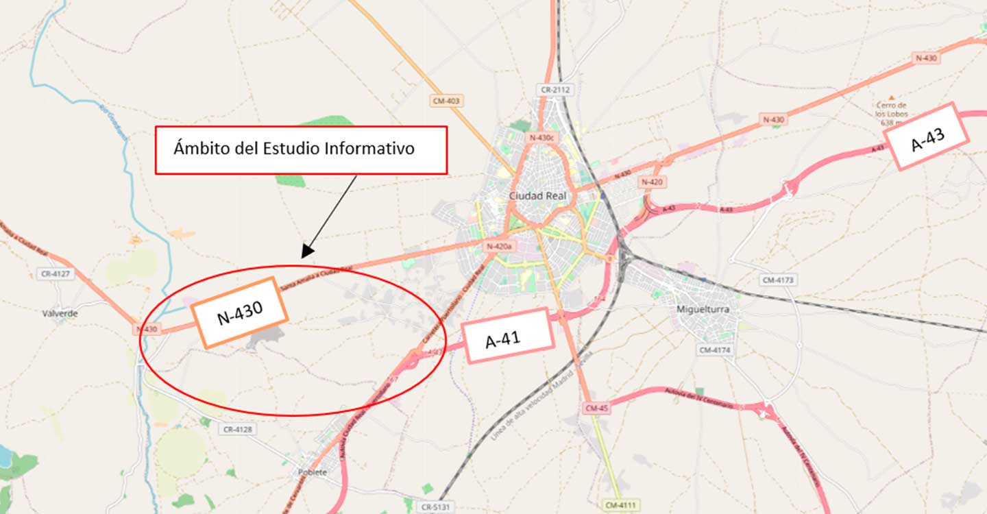 Mitma licita la redacción del Estudio Informativo de la Variante Suroeste de Ciudad Real