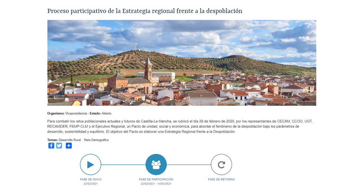 Castilla-La Mancha abre un cuestionario público para elaborar la Estrategia Regional frente a la Despoblación 