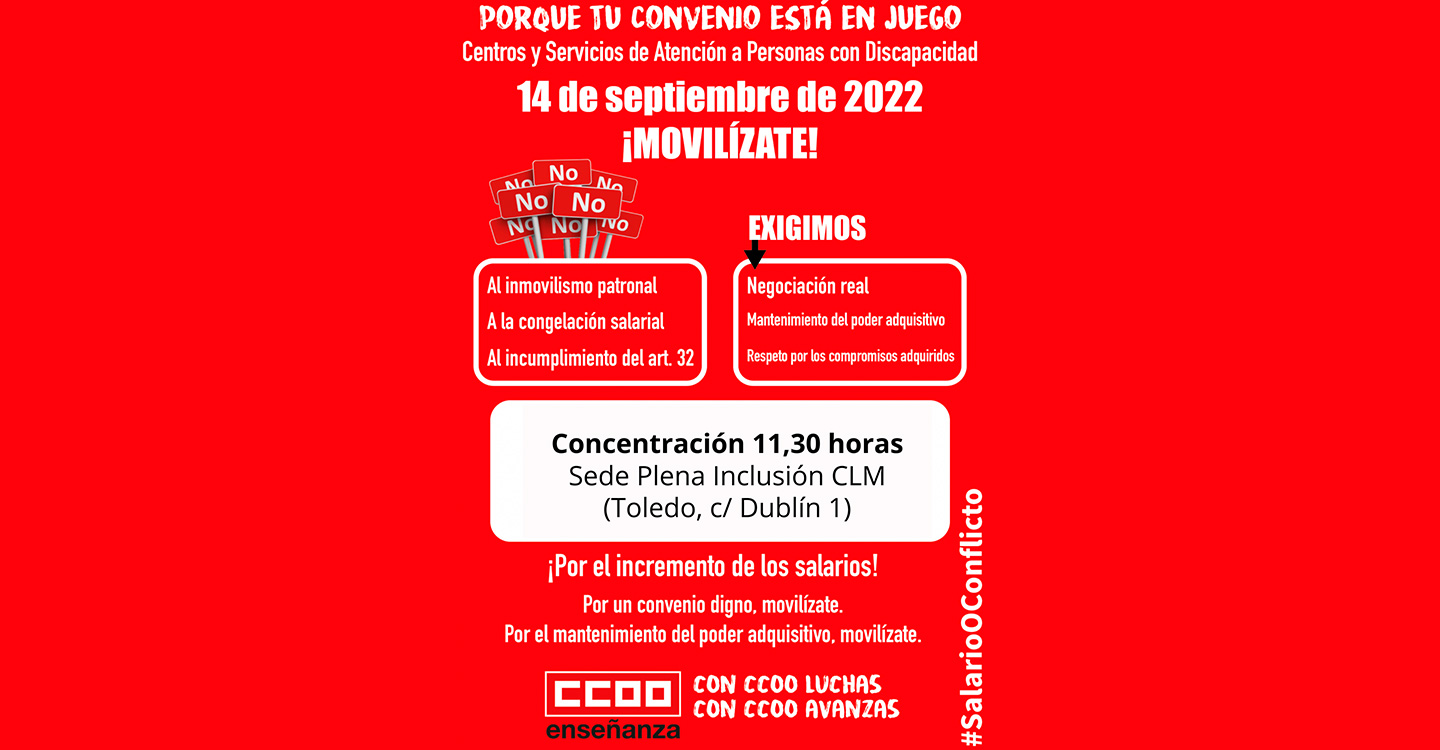 CCOO CLM llama a la participación en las movilizaciones convocadas este miércoles en el sector de la discapacidad