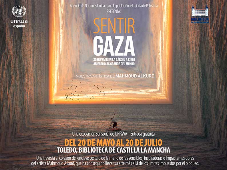 La Biblioteca de Castilla La Mancha recibe la exposición Sentir Gaza del artista palestino Mahmoud Alkurd, organizada por UNRWA, Agencia de Naciones Unidas para la población refugiada de Palestina. 