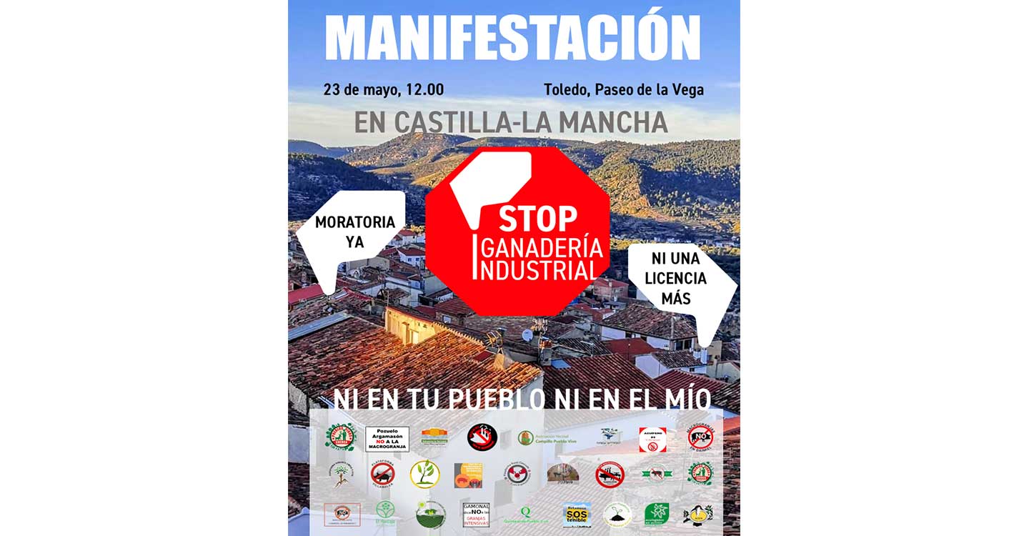 Convocada manifestación en Toledo este domingo para exigir una moratoria contra la ganadería industrial en Castilla-La Mancha