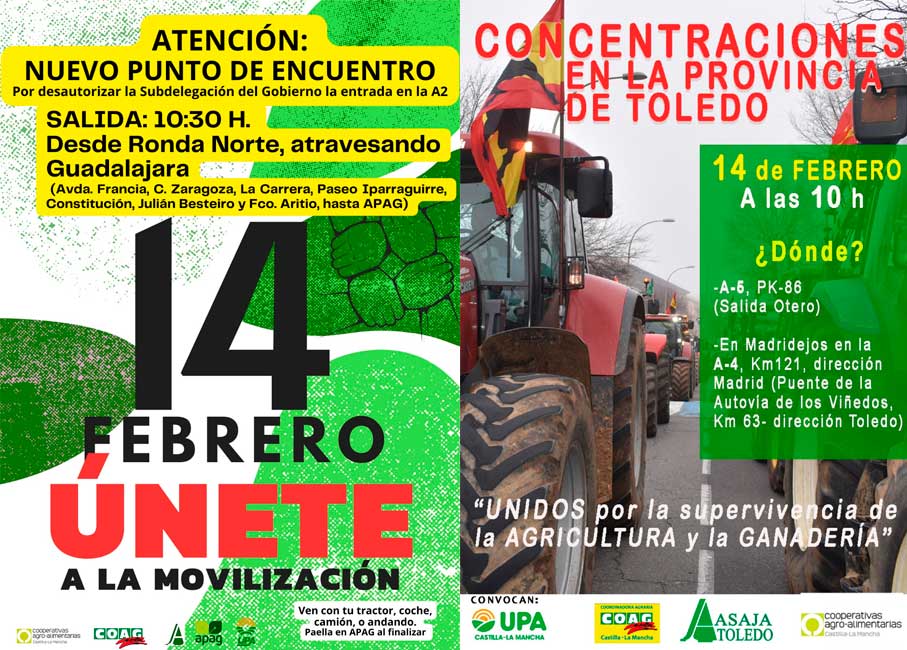 ASAJA, COAG, UPA y Cooperativas Agro-alimentarias de Castilla-La Mancha piden unidad de acción para defender los intereses de agricultores y ganaderos