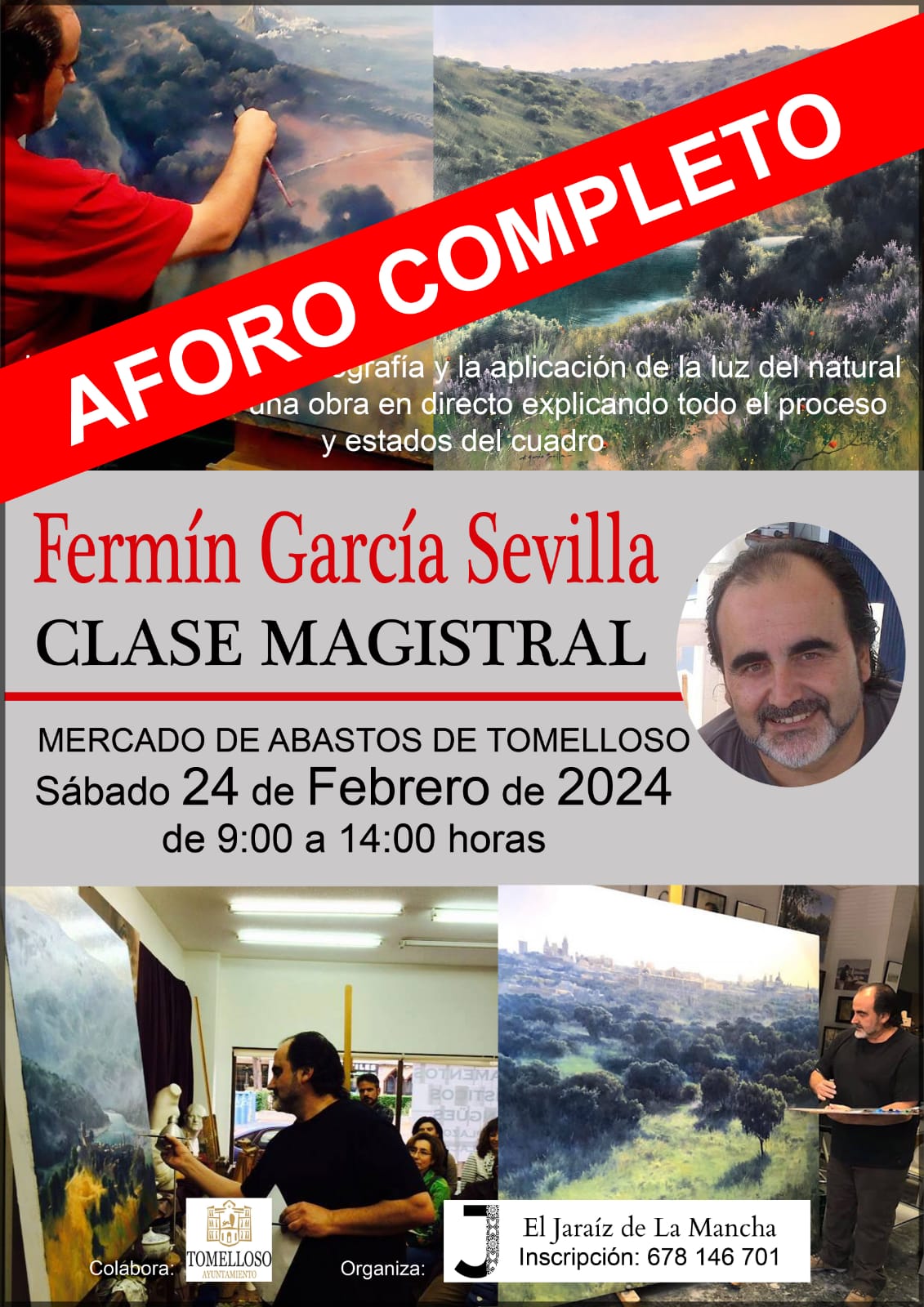 Aforo completo para la Master Class de Fermín García Sevilla el próximo sábado 24 de febrero en el Mercado de Abastos de Tomelloso