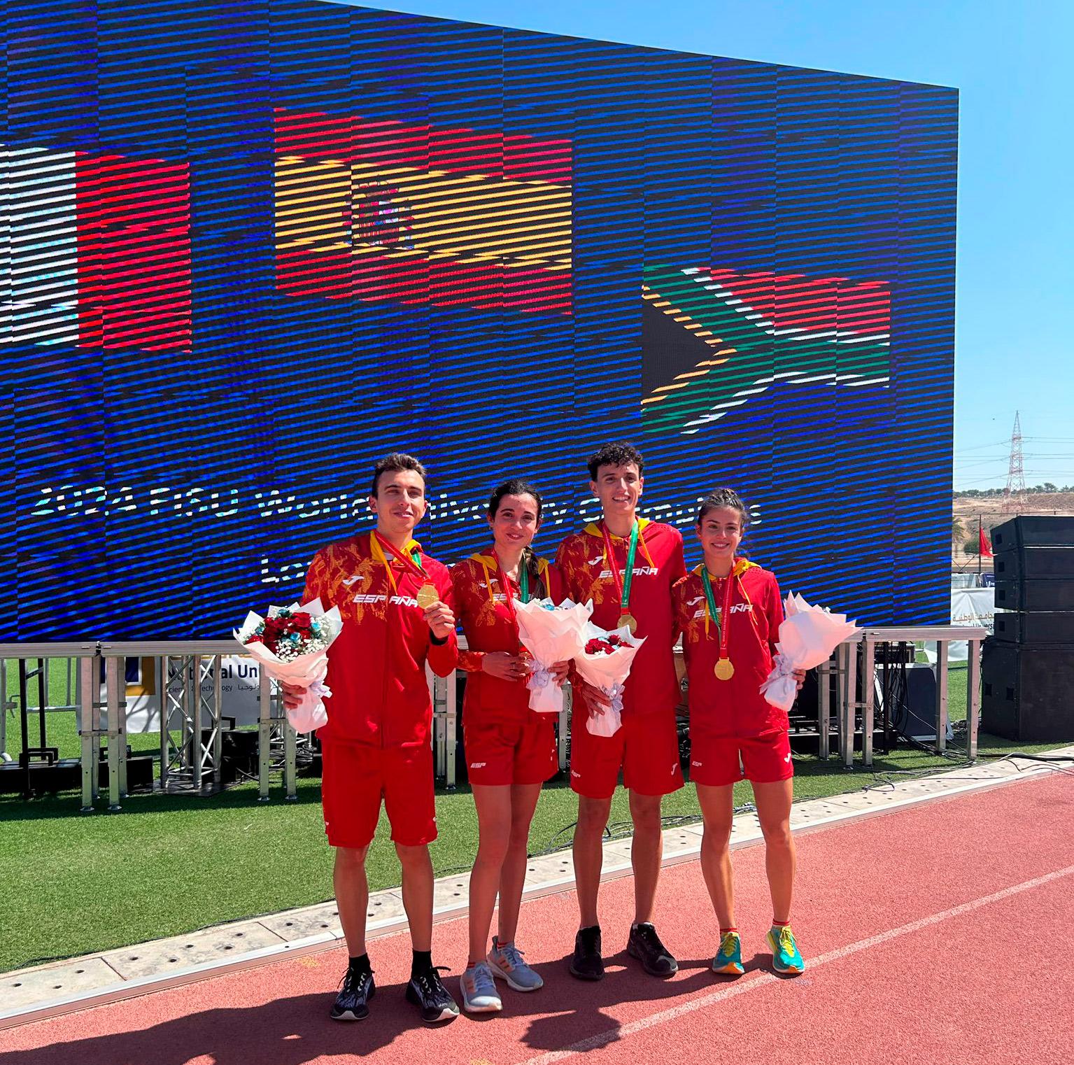 La tomellosera Alicia Berzosa, campeona del mundo en el relevo mixto largo de Cross Universitario en Omán