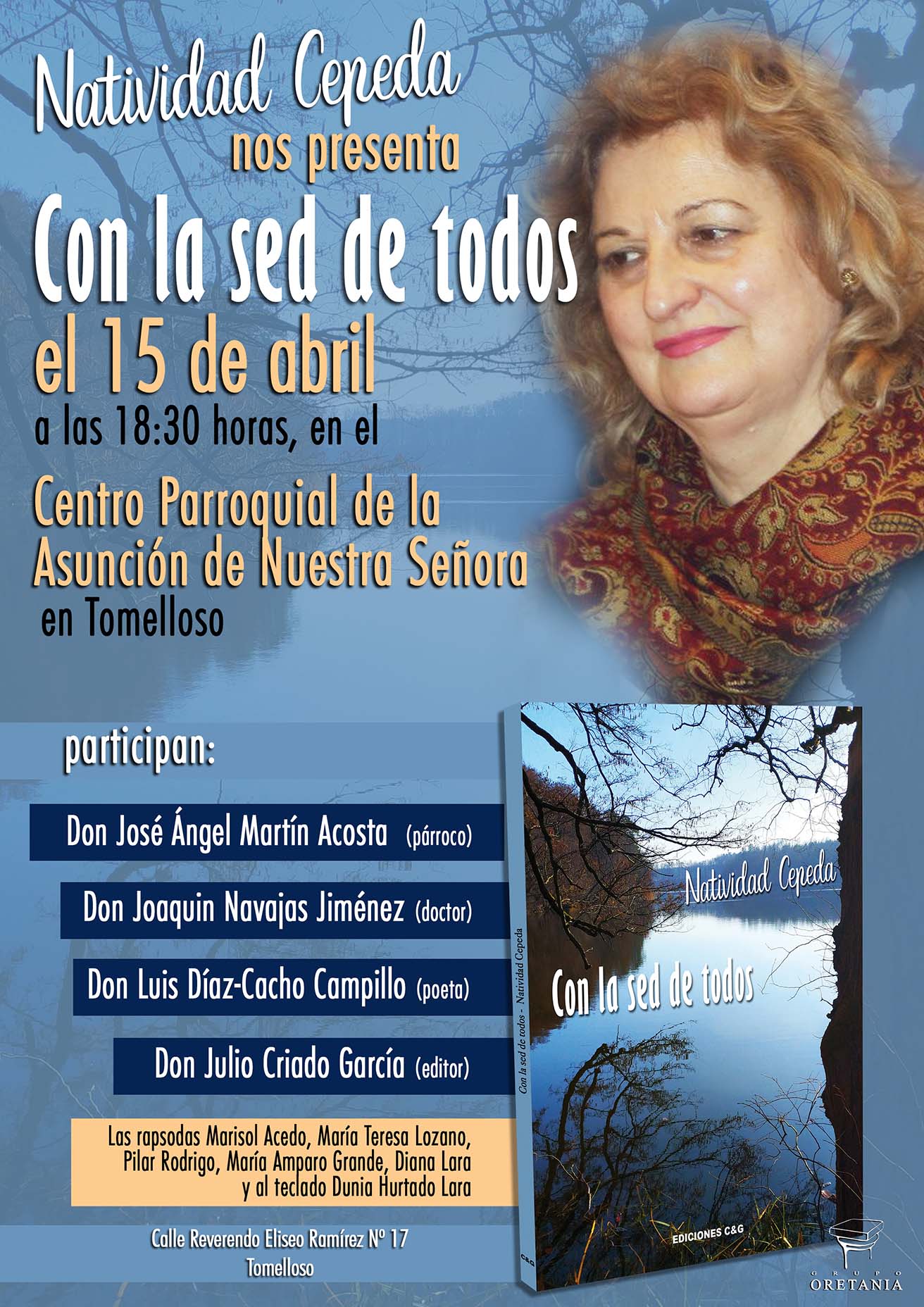 Natividad Cepeda presenta en Tomelloso su libro “Con la sed de todos” finalista del ‘Premio Mundial Fernando Rielo de Poesía Mística’