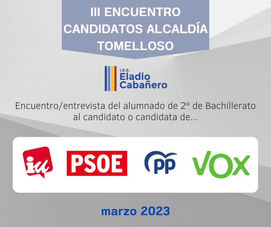 Alumnado de 2º de Bachillerato del IES Eladio Cabañero participará en distintos encuentros con los candidatos a la alcaldía de Tomelloso 