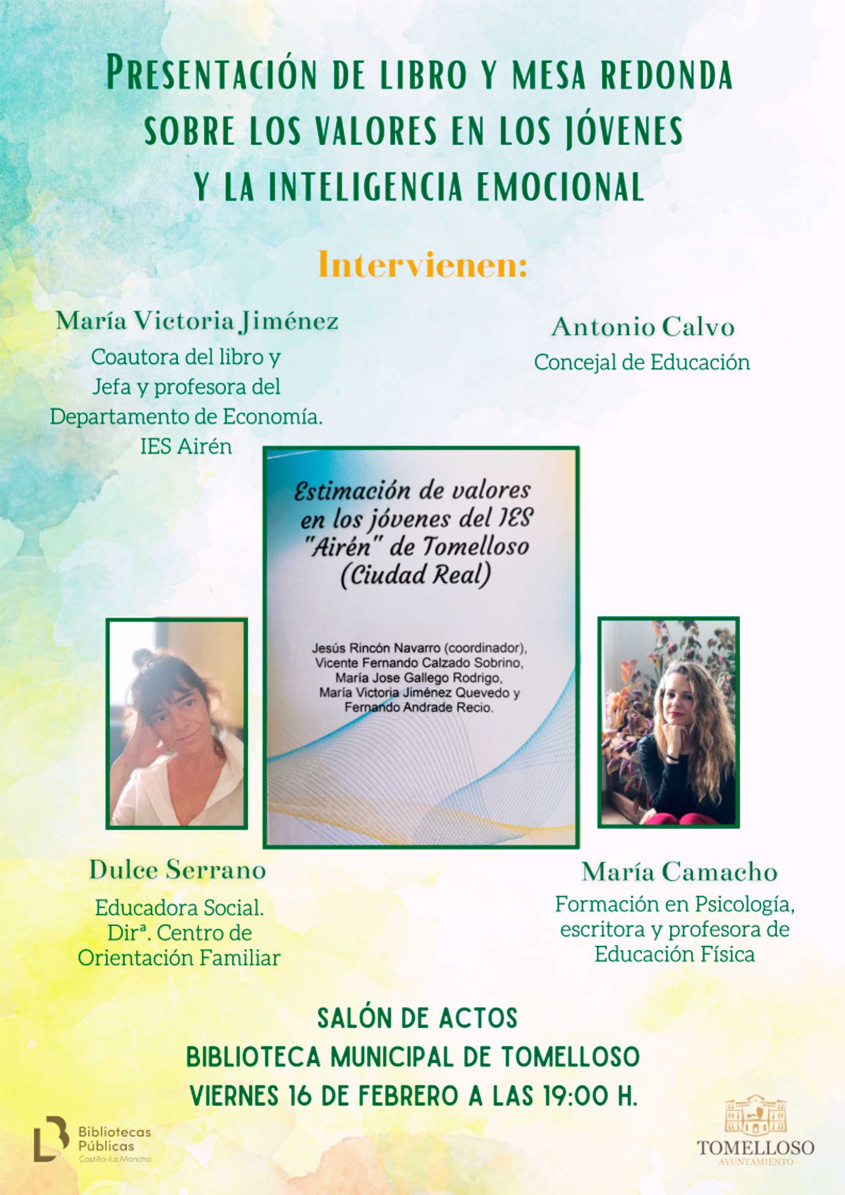 El 16 de Febrero será presentado el libro “Estimación de Valores en los jóvenes del IES Airén de Tomelloso”