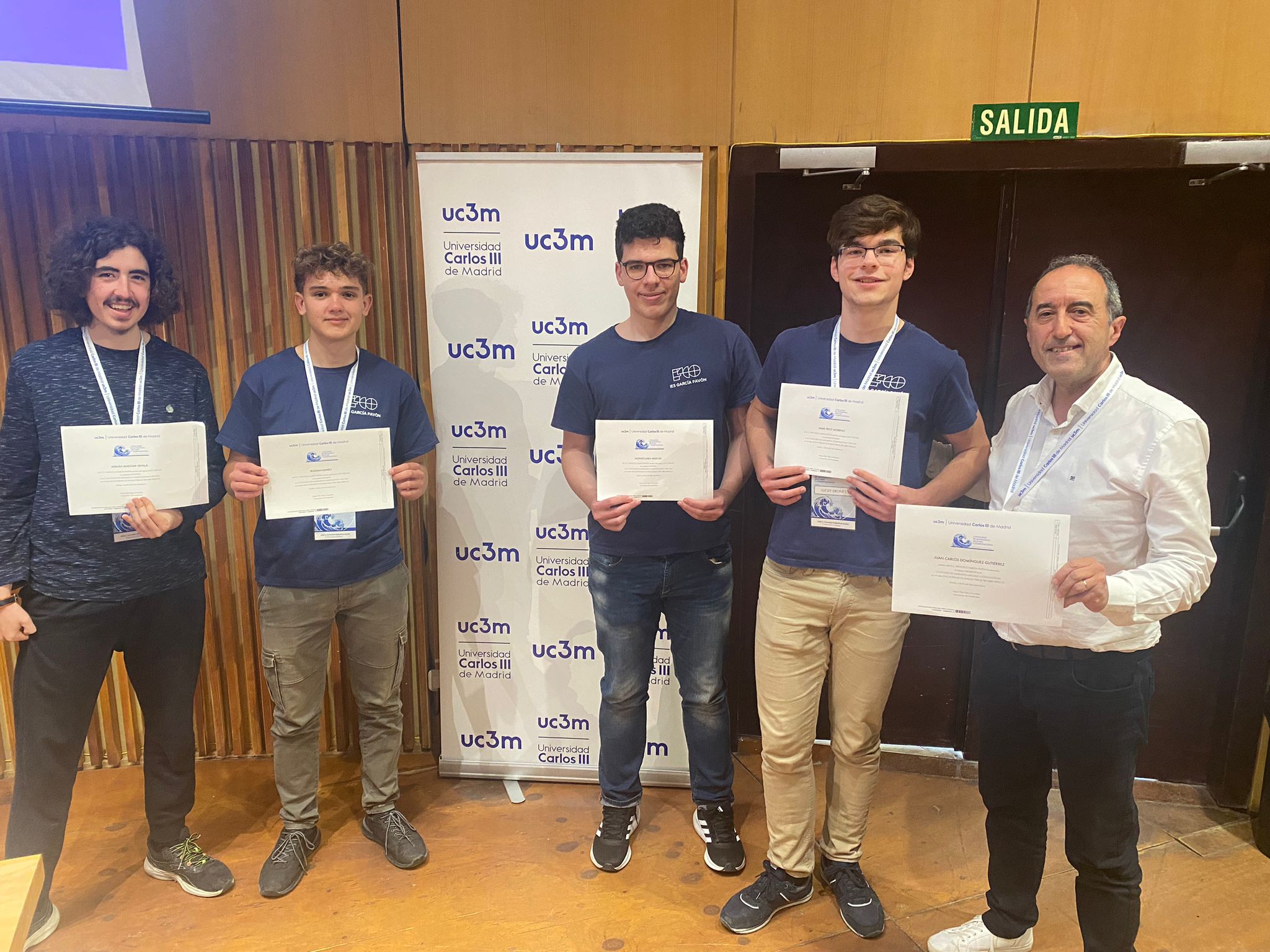 Alonso, Bogdan, Jaime y Adrián del IES Pavón de Tomelloso ganadores del I Concurso de Matemática Aplicada y Computacional de la Universidad Carlos III de Madrid