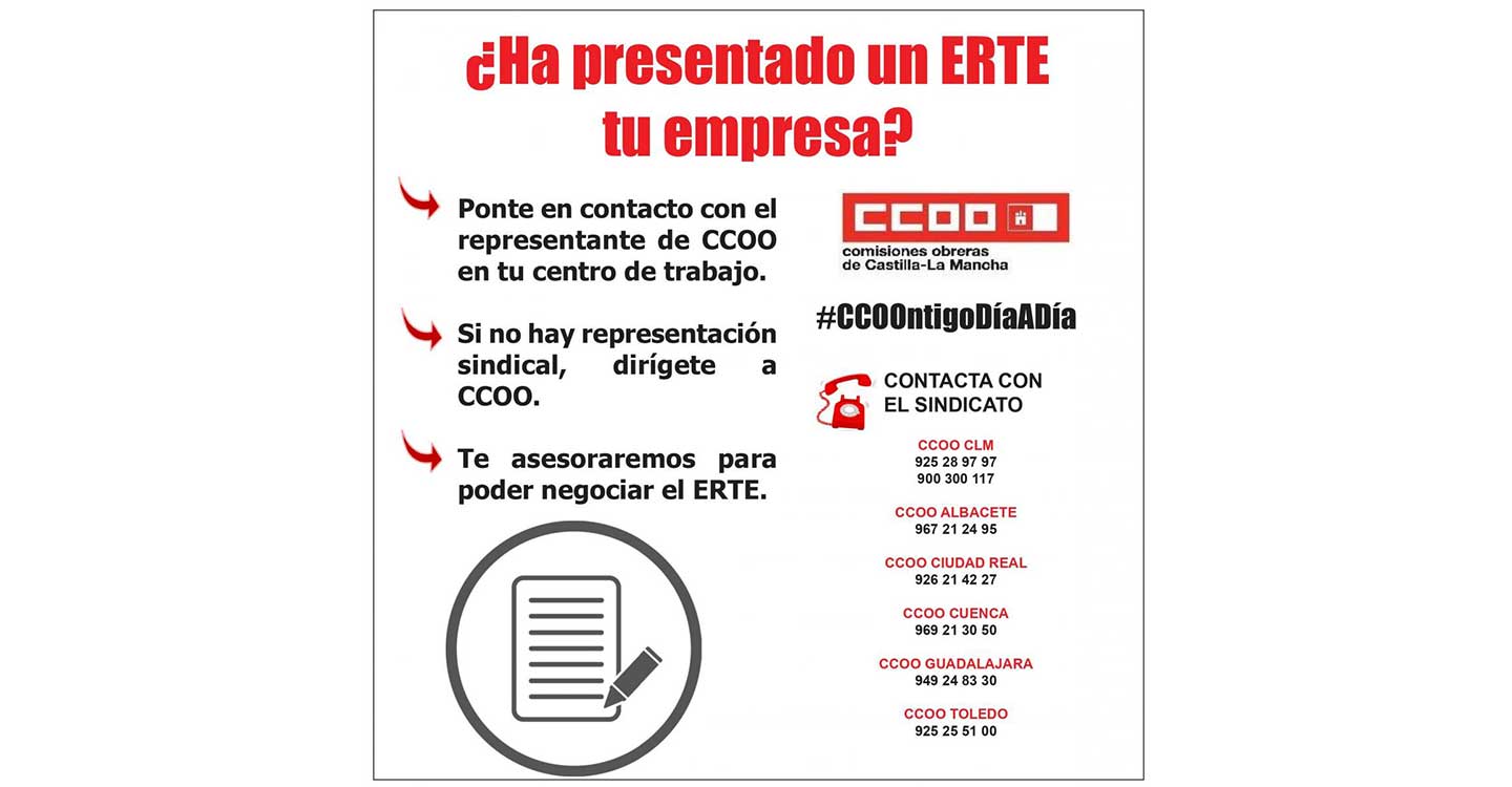 La Autoridad Laboral envía a la Inspección de Trabajo los ERTE no negociados con la representación sindical, como exigía CCOO CLM