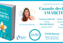 Vanessa Gallardo presentará su obra «Cuando decidas AMAR (TE)» el 31 de enero en Tomelloso