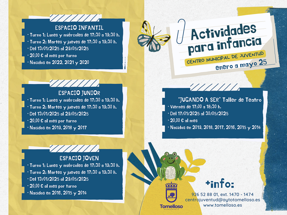 Comienza el plazo de inscripción para las actividades de Juventud e Infancia en Tomelloso