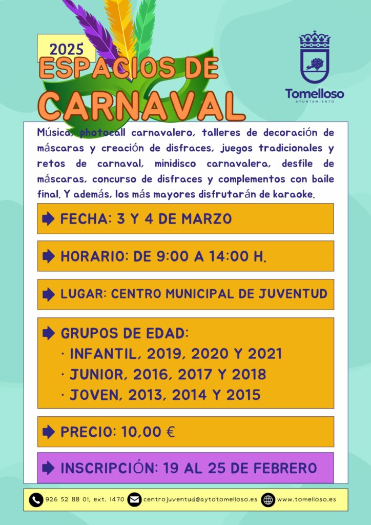Abierto el plazo de inscripción para el programa de Carnaval diseñado por la concejalía de Infancia

