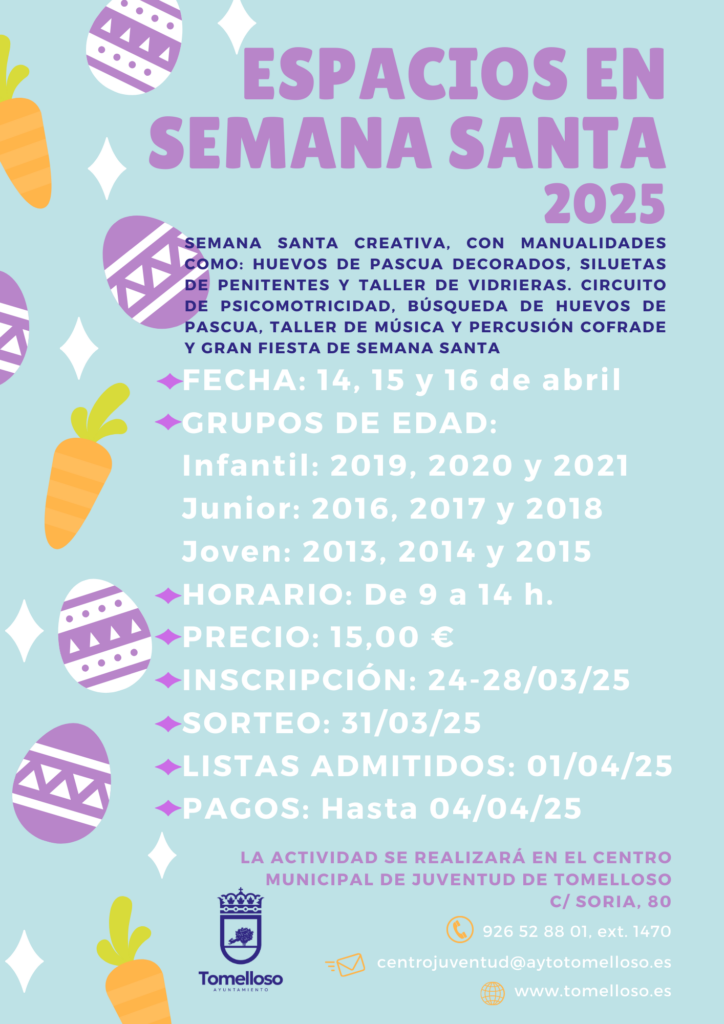Este lunes comienza en Tomelloso el plazo de inscripción para los Espacios de Semana Santa de la concejalía de Infancia