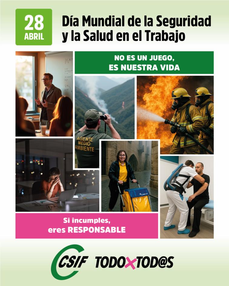 CSIF lamenta la terrible lacra de la siniestralidad laboral y apunta al deterioro de las condiciones de trabajo y de la cultura preventiva
