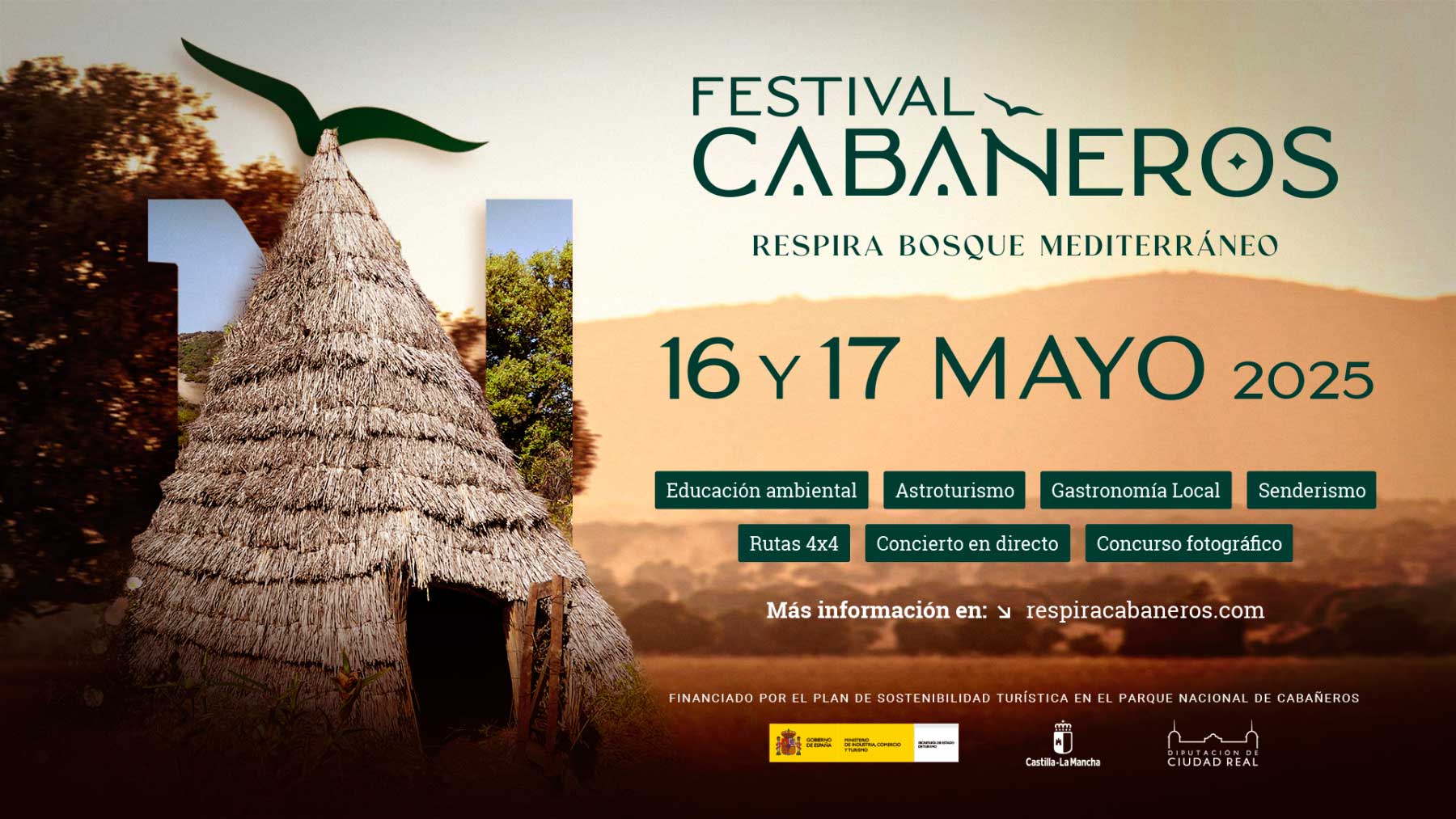 Rutas, gastronomía, astronomía, música y talleres en el “Festival Cabañeros” que ha organizado para el 16 y 17 de mayo la Diputación dentro del Plan de Sostenibilidad Turística