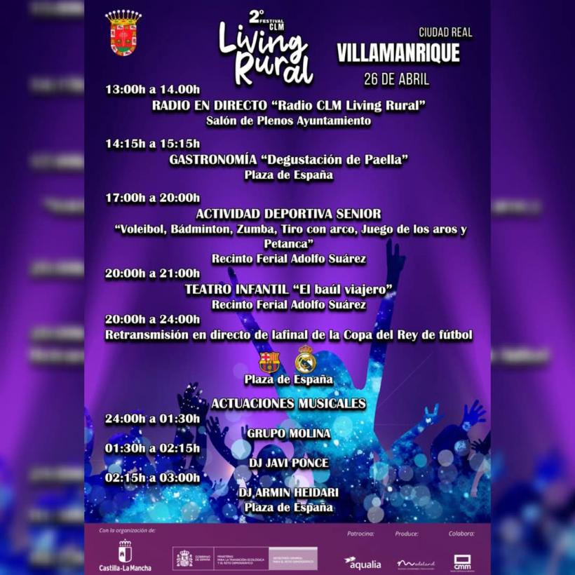 La segunda edición del festival CLM Living Rural llega este sábado a Villamanrique con un día repleto de propuestas de ocio y cultura