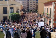 Más de un millar de personas se concentraron para protestar por la situación del Hospital de Almansa
