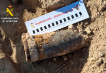 La Guardia Civil neutraliza un proyectil localizado en un terreno rural del término municipal de Almansa