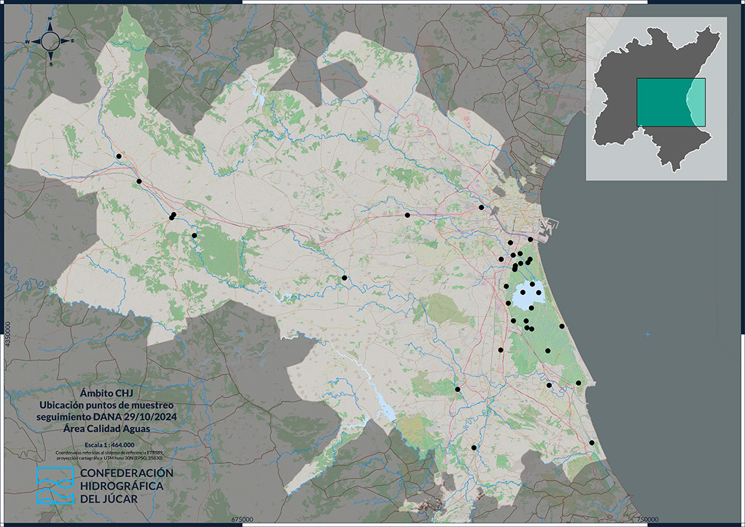 La Confederación Hidrográfica del Júcar analiza los efectos de la DANA sobre la calidad de las aguas continentales