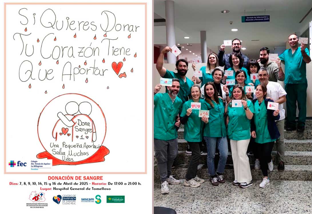 Alumnos del Santo tomás de Aquino-La Milagrosa de Tomelloso transmiten con su creatividad en forma de cartel la importancia de donar sangre