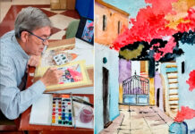 Magia en el lienzo hoy en el Casino de Tomelloso con una masterclass de mezcla de colores