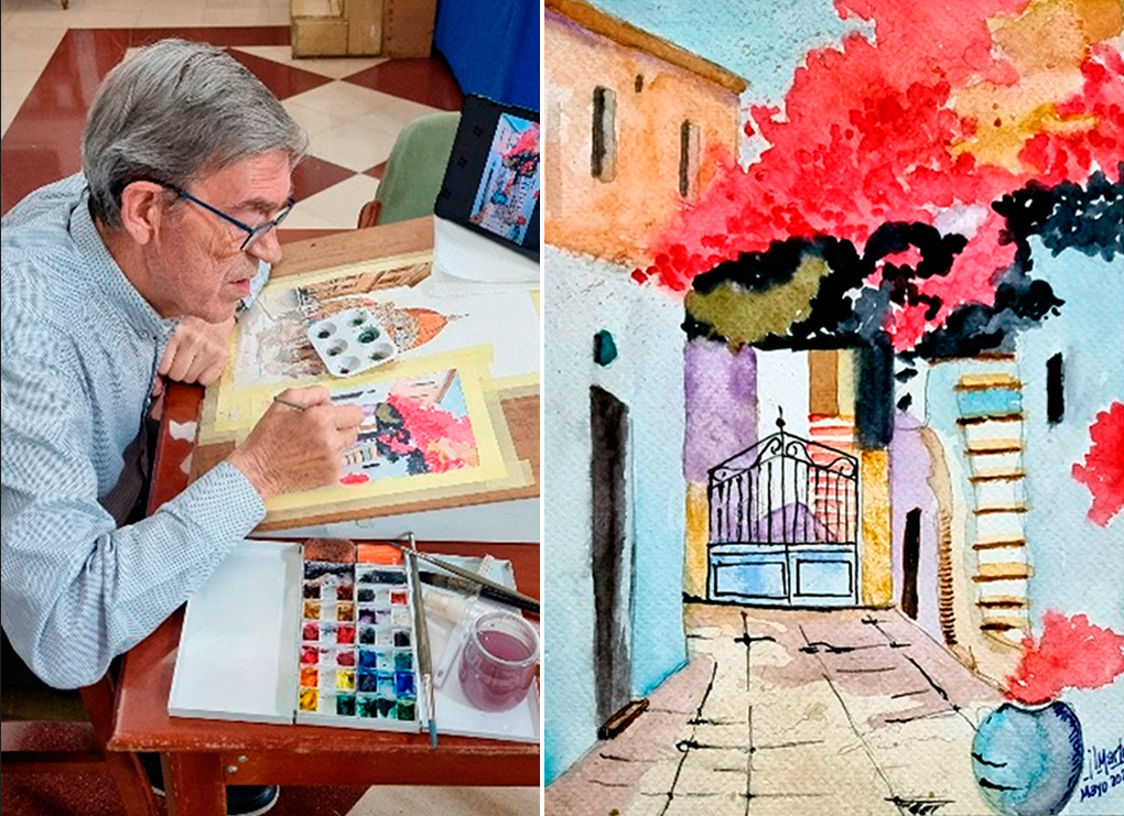 Magia en el lienzo hoy en el Casino de Tomelloso con una masterclass de mezcla de colores