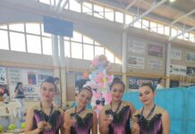 Alba Serna, Marta Ortiz, María Jimena y Clara Salinas consiguen un magnífico tercer puesto en el Campeonato Regional de Gimnasia rítmica