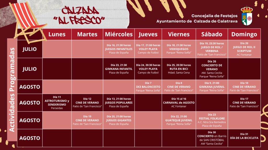 El Ayuntamiento de Calzada de Calatrava llena de actividad las noches de verano con “Calzada al Fresco”