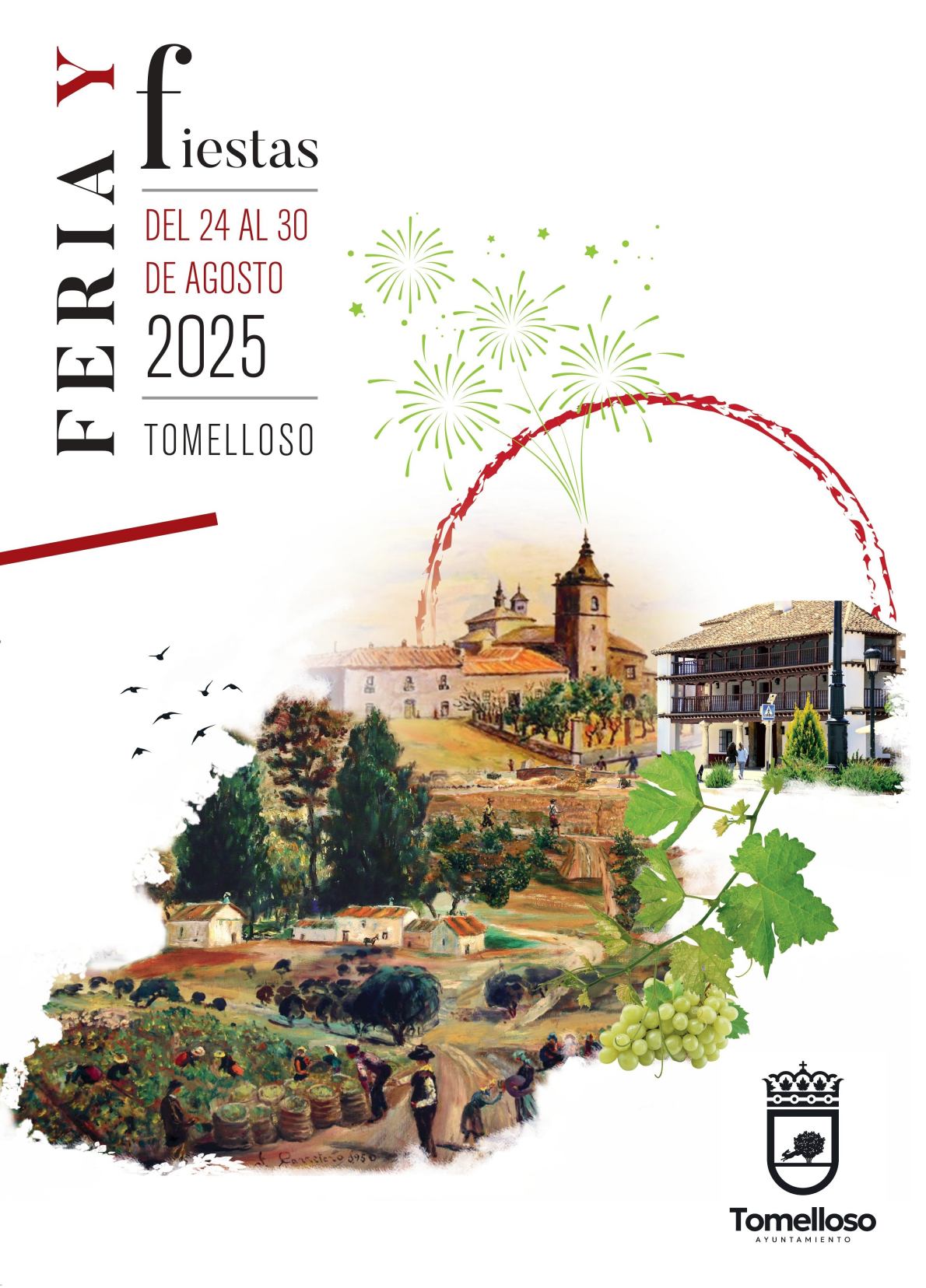 El cartel de la Feria y Fiestas de Tomelloso 2025 rinde homenaje a Francisco Carretero, a la vendimia y a los 450 años de la Parroquia de la Asunción de Nuestra Señora