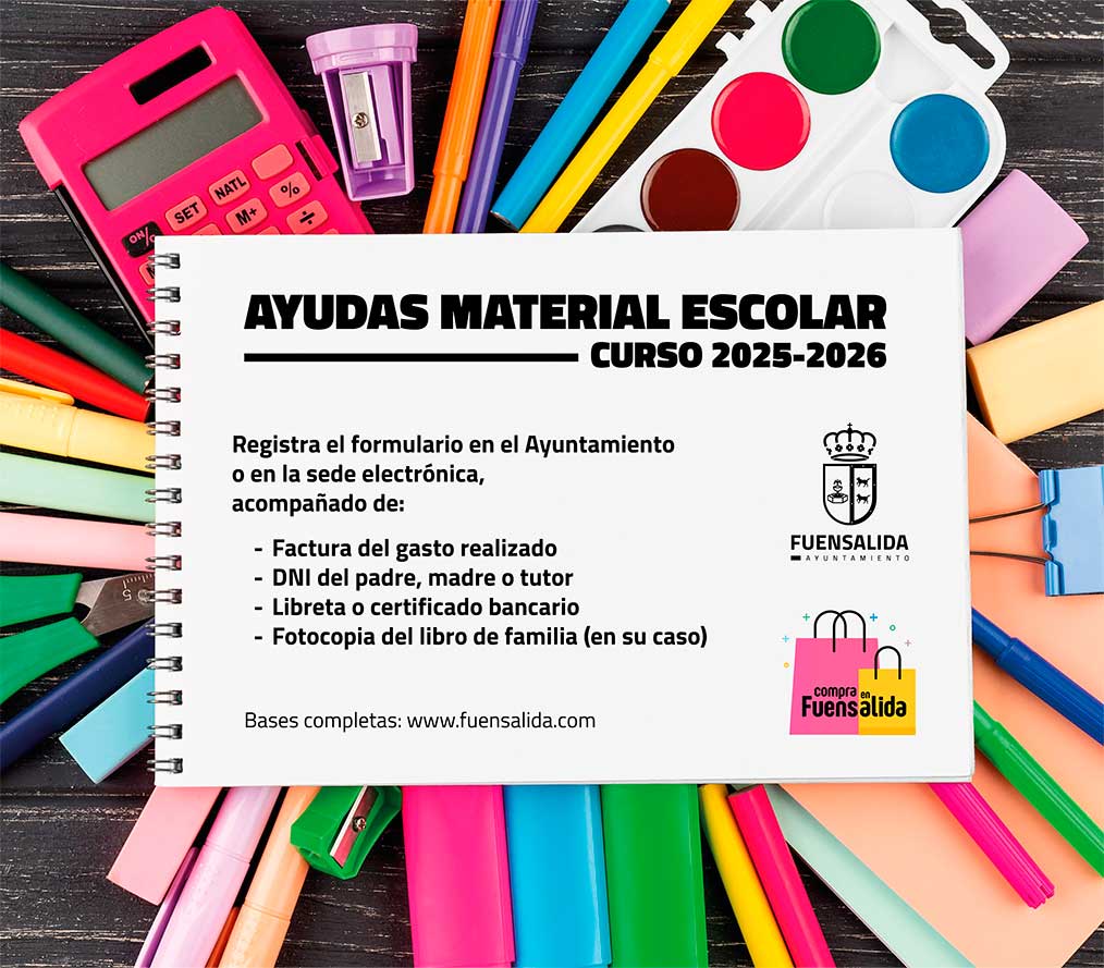 El Ayuntamiento de Fuensalida convoca nuevas ayudas para la adquisición de material escolar del curso 2025-2026