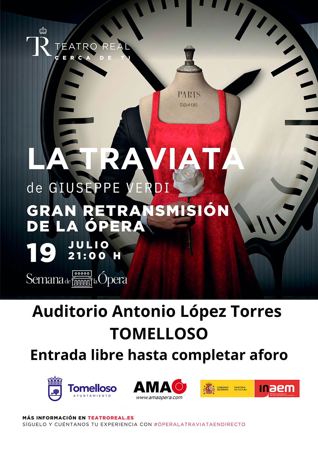 El Auditorio Antonio López Torres acogerá la retransmisión en directo de la ópera La traviata de Giuseppe Verdi desde el Teatro Real