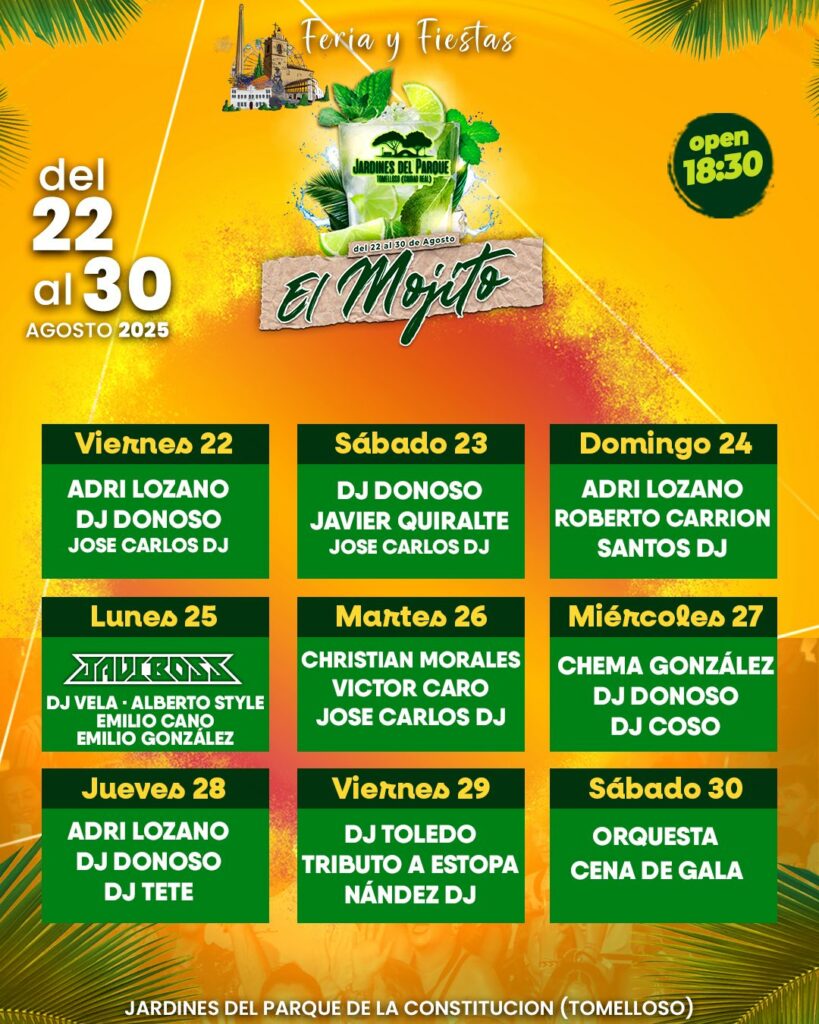 La Fiesta del Mojito, un evento que no te puedes perder enmarcado dentro de la Feria y Fiestas de Tomelloso 2025