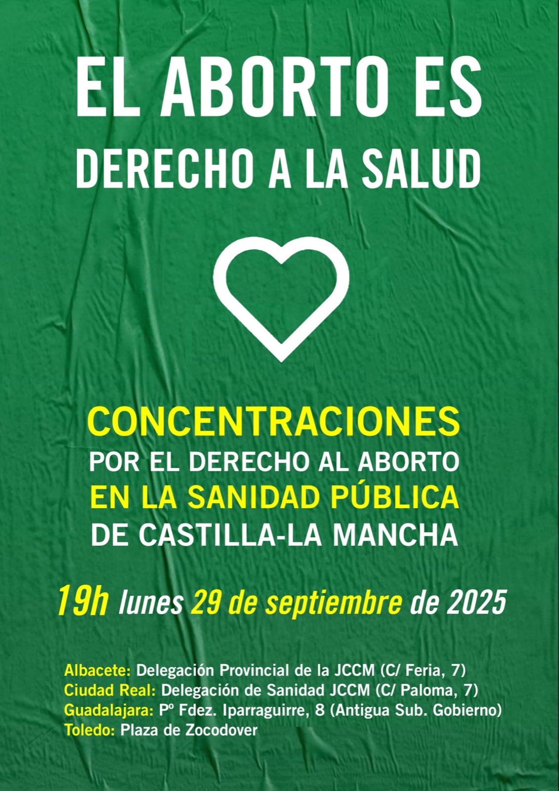 Concentraciones en Castilla-La Mancha para exigir a la Junta que garantice el derecho al aborto en la Sanidad Pública