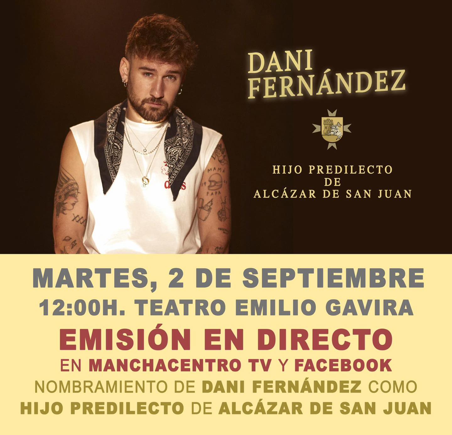 Dani Fernández será nombrado Hijo Predilecto de Alcázar de San Juan este martes en un emotivo acto