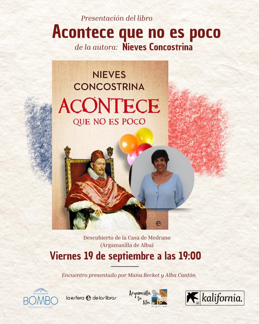 Nieves Concostrina presenta Acontece que no es poco en Argamasilla de Alba