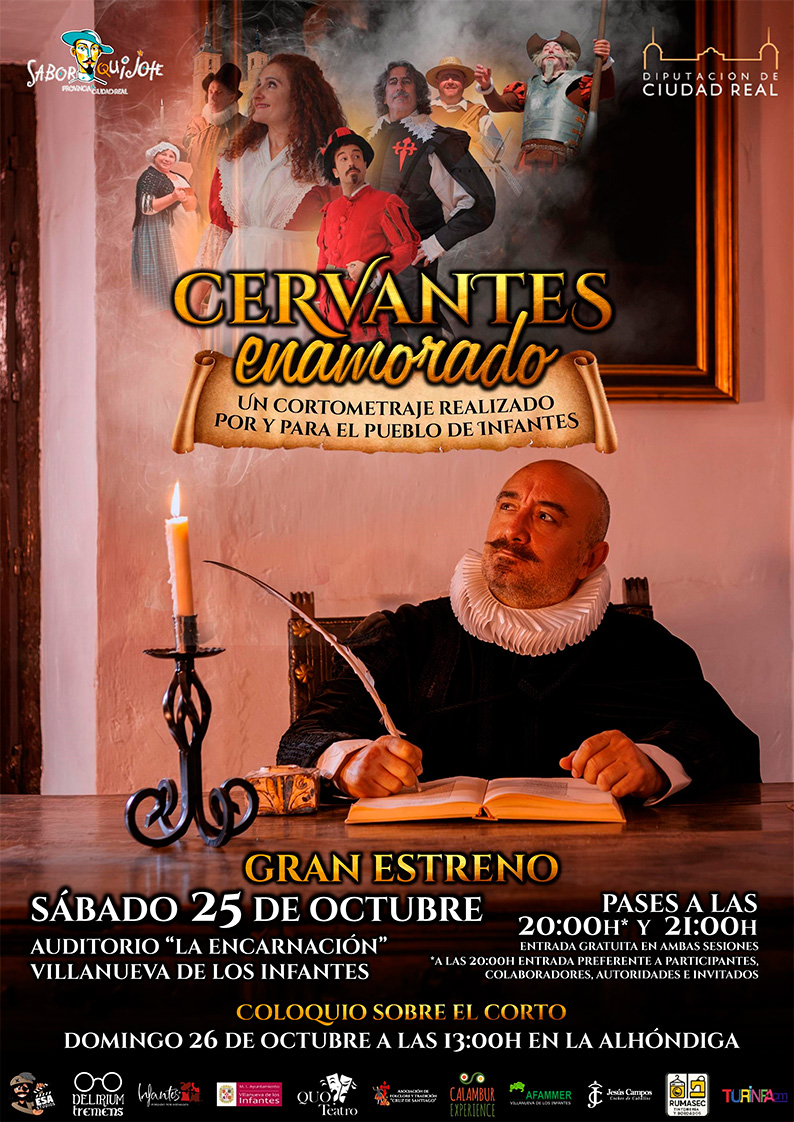 El corto ‘Cervantes enamorado’ se estrenará en las jornadas ‘Sabor Quijote’ que la Diputación de Ciudad Real organiza en Villanueva de los Infantes
